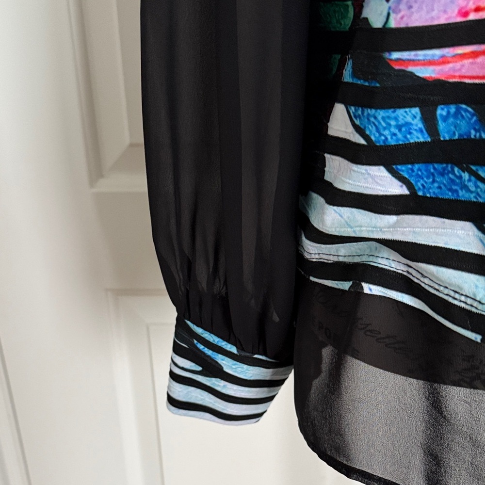 Joseph Ribkof Colorful Striped Sheer Blouse - Picture 6 of 7